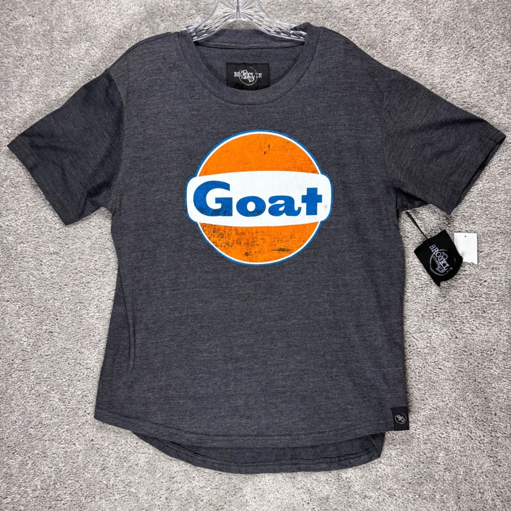 Brooklyn Standard‎ Mens Goat Graphic T-Shirt Charcoal Gray Gulf Logo L NEW